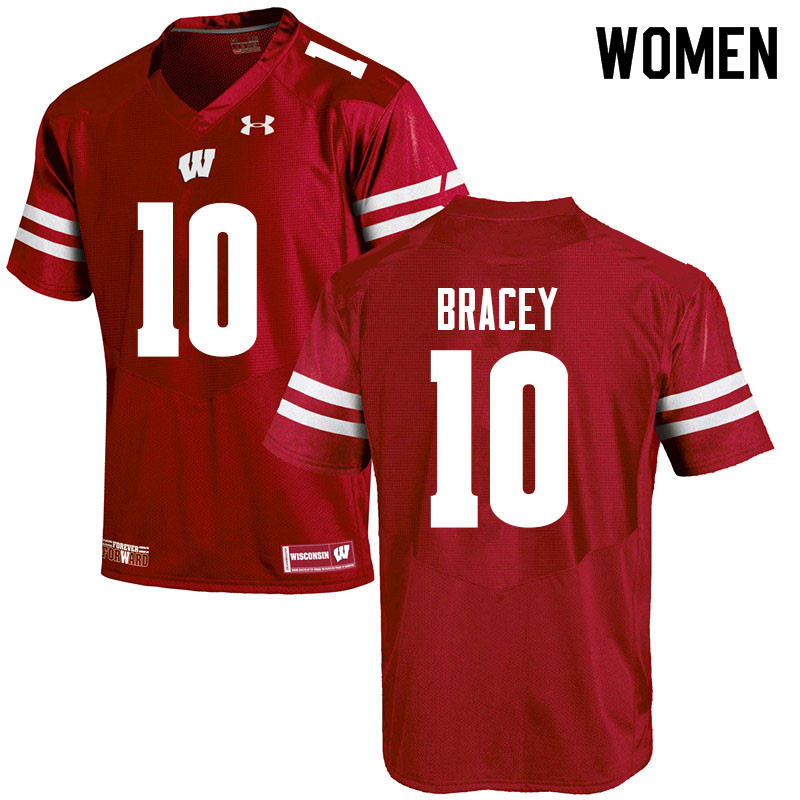 Wisconsin Badgers Women's #10 Stephan Bracey NCAA Under Armour Authentic Red College Stitched Football Jersey RW40P78JS